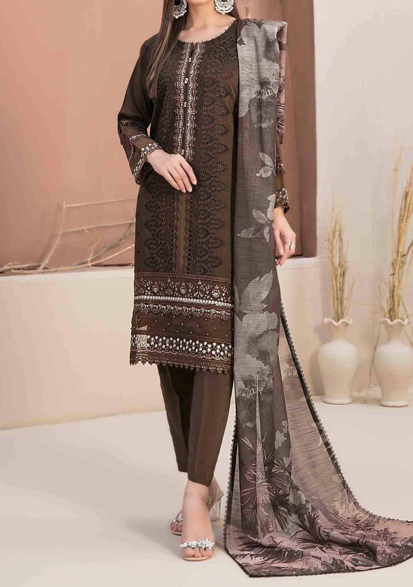 Tawakkal Feeha Heavy Embroidered Viscose Dress - db24898