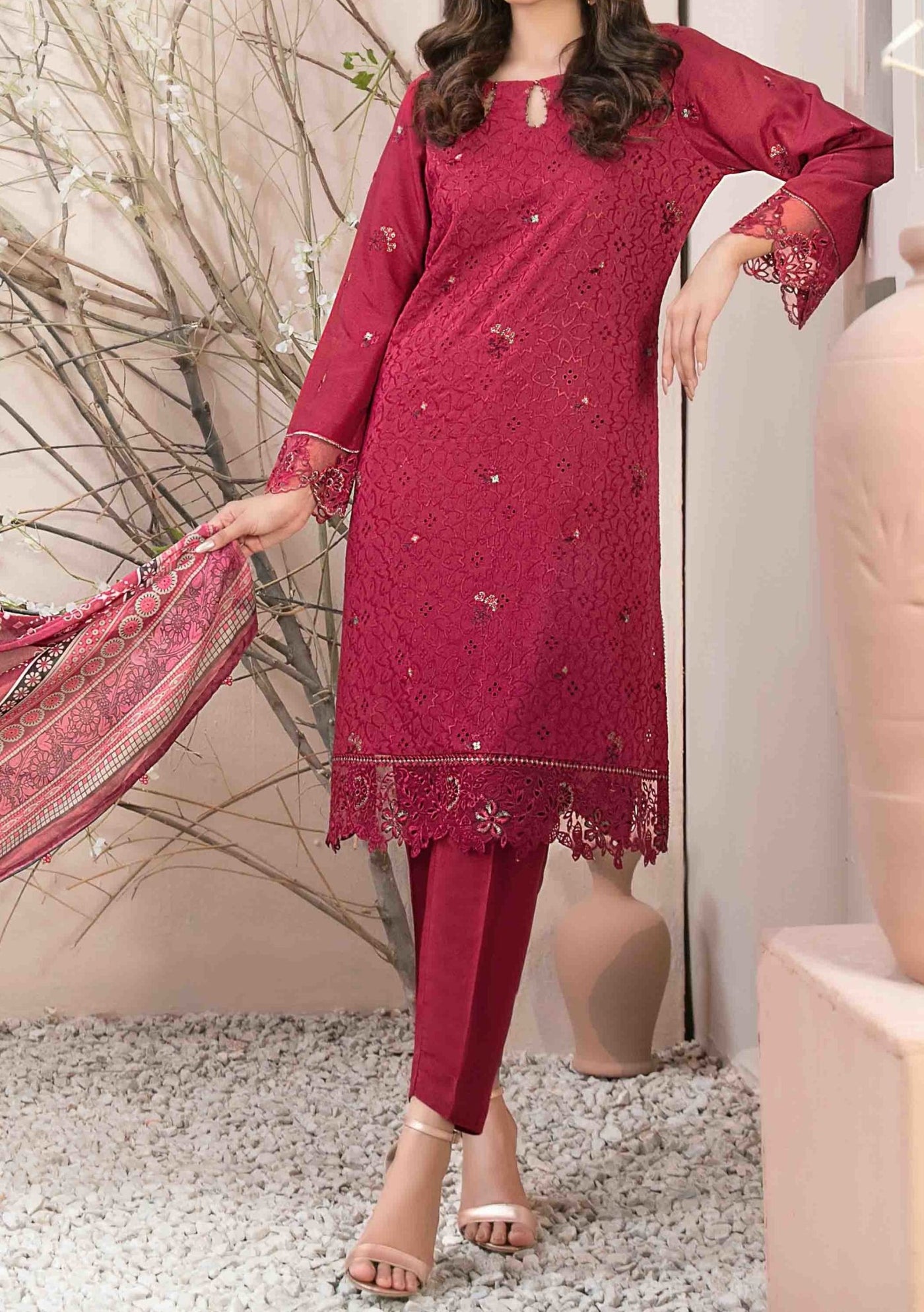 Tawakkal Ruba Heavy Embroidered Viscose Dress - db24991