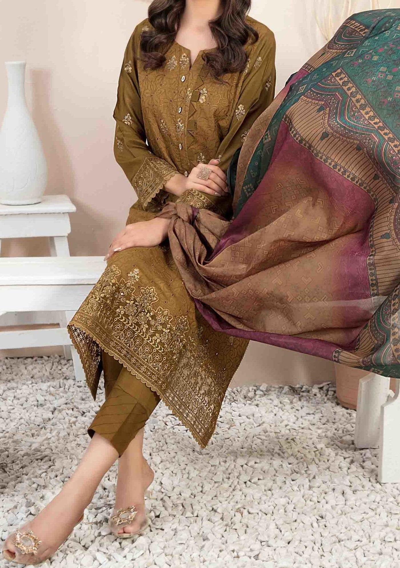 Tawakkal Ruba Heavy Embroidered Viscose Dress - db24987