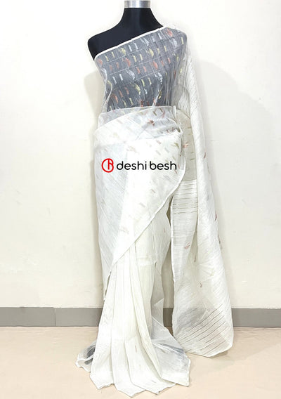 Traditional Handloom Dhakai Cotton Jamdani Saree: Deshi Besh.