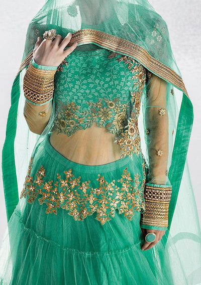Vintage Charm Designer Lehenga Style Suit: Deshi Besh.
